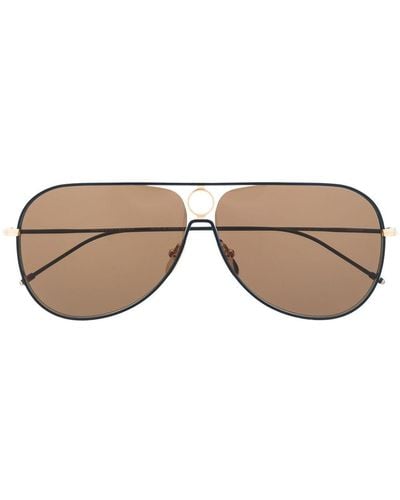 Thom Browne Tbs115 Pilot-Frame Sunglasses - Natural
