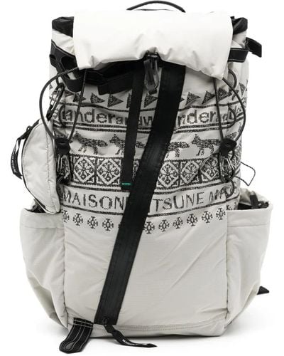 and wander X Maison Kitsuné 30l Nordic-print Backpack - Black