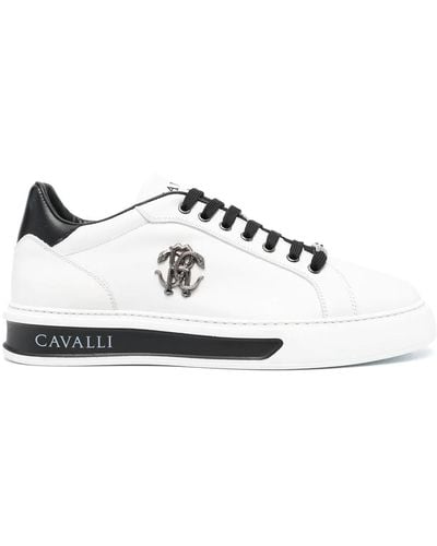 Roberto Cavalli Logo-Plaque Trainers - White