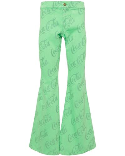 ERL X Coca-Cola Mid-Rise Flared Jeans - Green