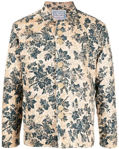 By Walid Bird-print Buttoned Shirt Jacket - Brown