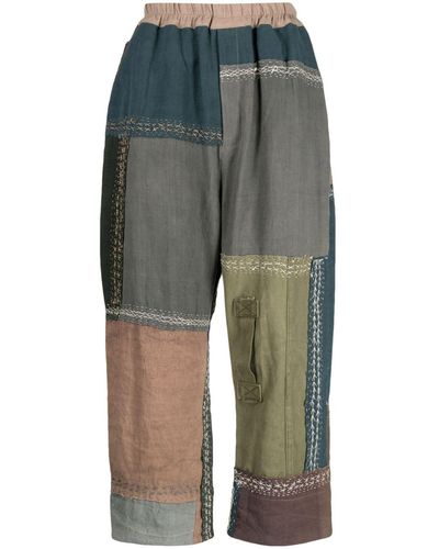 By Walid Gerald Patchwork Loose-fit Pants - Green