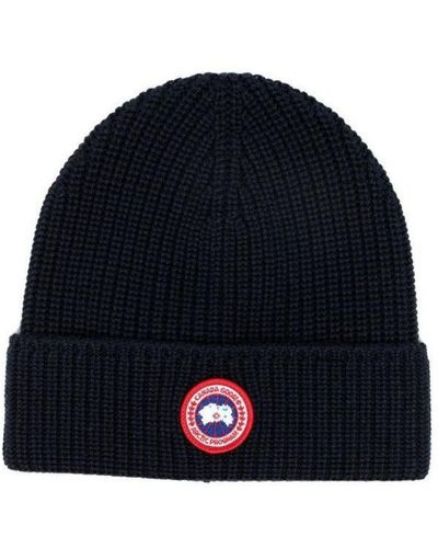 Canada Goose Arctic Disc Ribbed Wool Beanie Hat - Blue