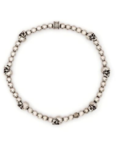 Alexander McQueen Skull-charm Beaded Bracelet - Metallic