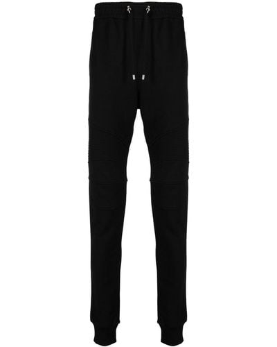 Balmain Flocked-Logo Cotton Track Trousers - Black