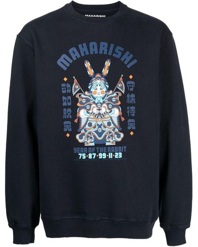 Maharishi Logo-print Long-sleeve Sweatshirt - Blue