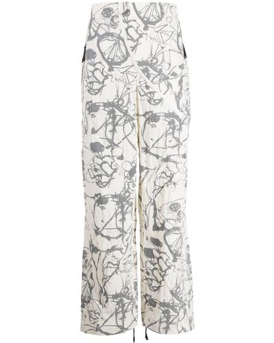 McQ Abstract-print Straight-leg Trousers - White