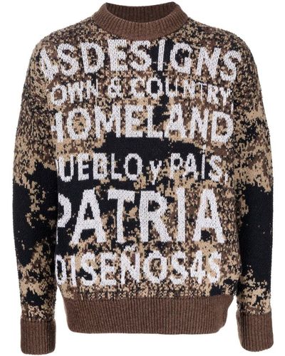4SDESIGNS Slogan Intarsia-knit Sweatshirt - Black