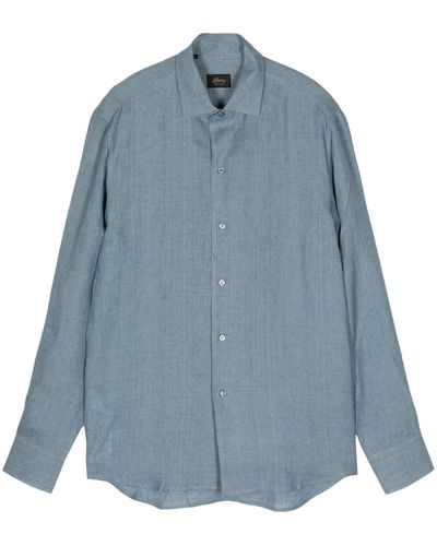 Brioni Long-Sleeve Linen Shirt - Blue