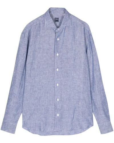 Fedeli Striped Linen Shirt - Blue