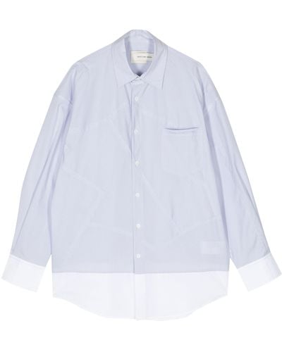 Feng Chen Wang Logo-Embroidered Patchwork Shirt - White