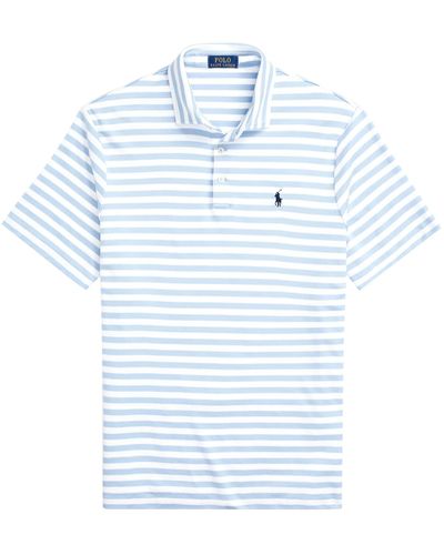Polo Ralph Lauren Polo Pony-Embroidered Striped Polo Shirt - Blue