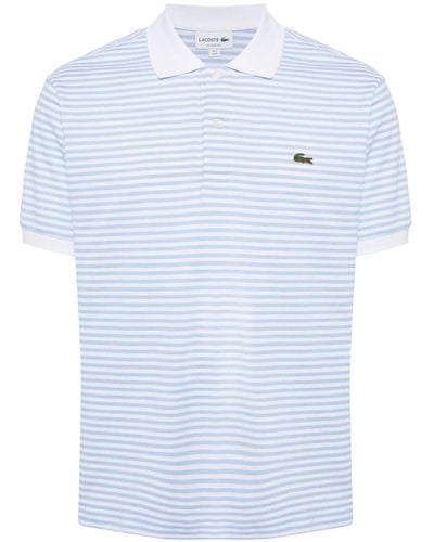 Lacoste Logo-applique Striped Cotton Polo - Blue