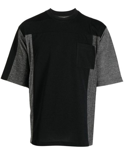White Mountaineering Colour-Block Panelled T-Shirt - Black