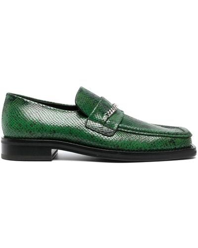 Martine Rose Crocodile-effect Chain-detail Loafers - Green