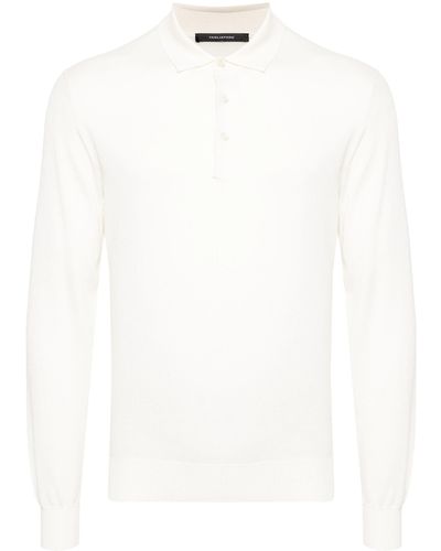Tagliatore Pablo Long-Sleeve Polo Shirt - White