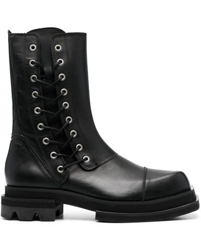 JORDANLUCA Calf-leather Combat Boots - Black