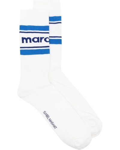 Isabel Marant Dona Intarsia-Logo Socks - Blue