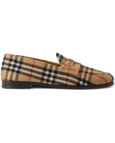 Burberry Check-pattern Round-toe Loafers - Brown