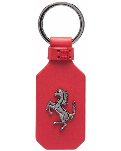 Ferrari Leather Logo-plaque Keyring - Red