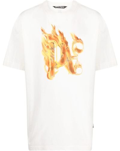 Palm Angels Burning Pa-print T-shirt - White