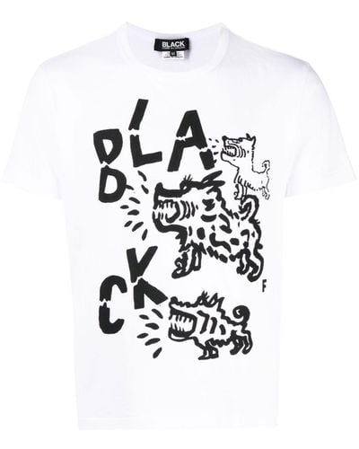 COMME DES GARÇON BLACK Logo-print Short-sleeve T-shirt - White