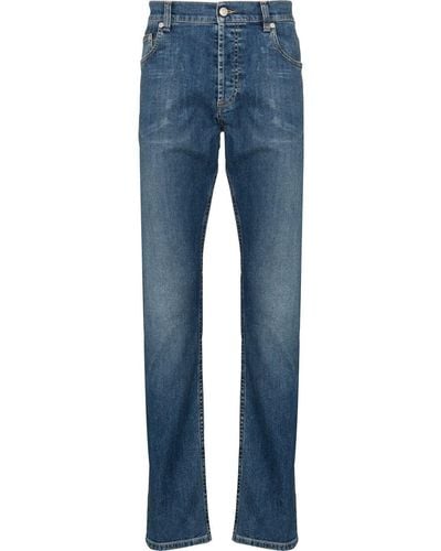 Alexander McQueen Embroidered-logo Straight-leg Jeans - Blue
