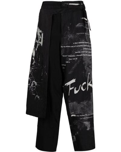 Yohji Yamamoto Overlapping-panel Straight-leg Pants - Black