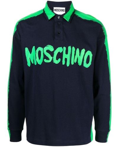 Moschino Logo-print Cotton Polo Shirt - Blue