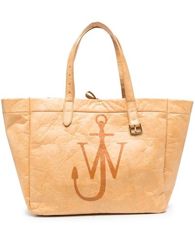 JW Anderson Logo-print Faux-leather Tote Bag - Natural