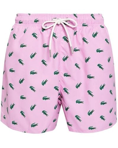 Lacoste Logo-Print Swim Shorts - Pink