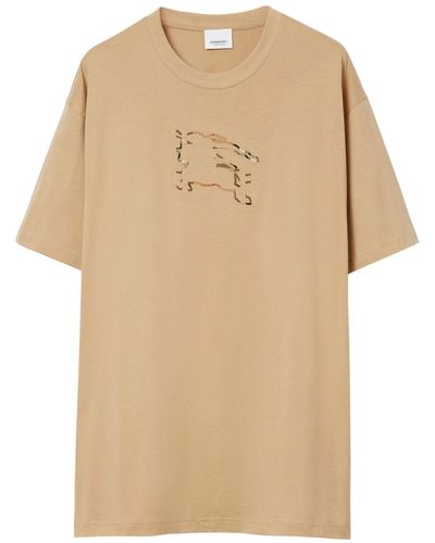 Burberry Equestrian Knight-motif Cotton T-shirt - Natural