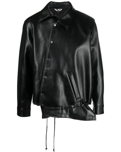COMME DES GARÇON BLACK Asymmetric-hem Artificial Leather Jacket - Black