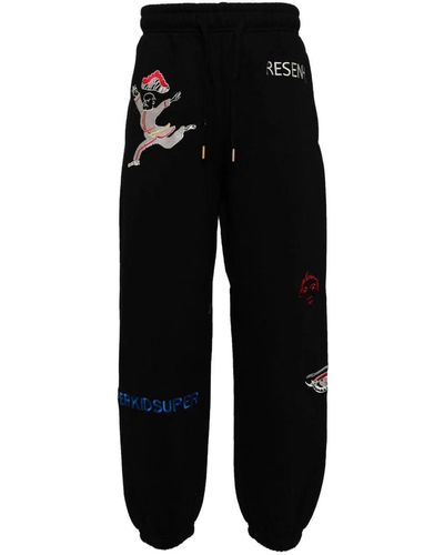 Kidsuper Embroidered-Motif Track Pants - Black