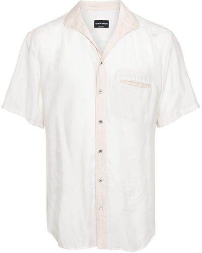 Giorgio Armani Shawl-Lapel Button-Down Shirt - White