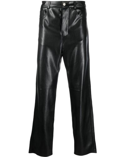 Nanushka Faux-Leather Straight-Leg Trousers - Black