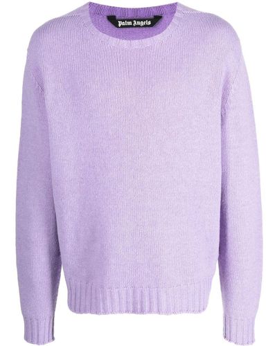 Palm Angels Logo-intarsia Sweater - Purple