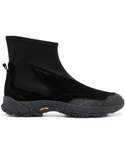 Trussardi Suede Detail Slip-on Sneakers - Black