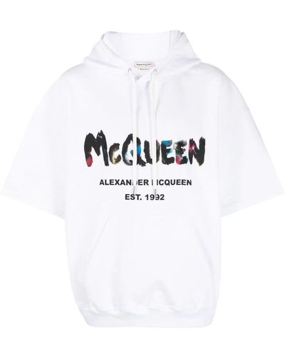 Alexander McQueen Alexander Mc Queen Logo-print Short-sleeved Hoodie - White