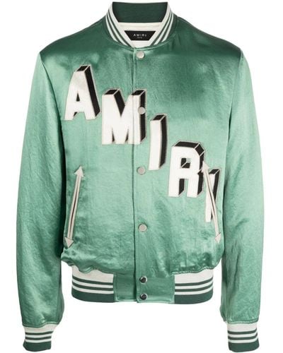 Amiri Logo-embroidered Varsity Jacket - Green