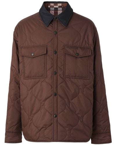Burberry Reversible Checked Quilted Overshirt - Brown