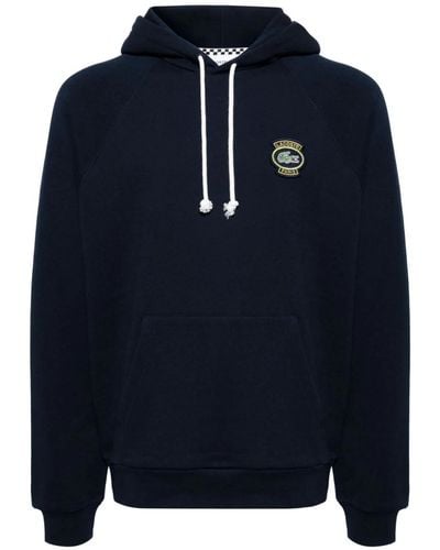 Lacoste Logo-embroidered Cotton Hoodie - Blue