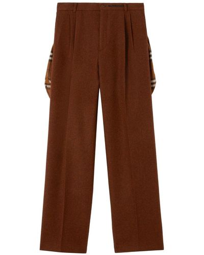 Burberry Pleated Wide-leg Pants - Brown