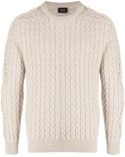 Brioni Crew-neck Cable-knit Sweater - Natural