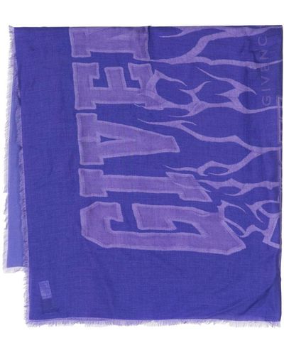 Givenchy Logo-print Modal-cashmere Scarf - Purple