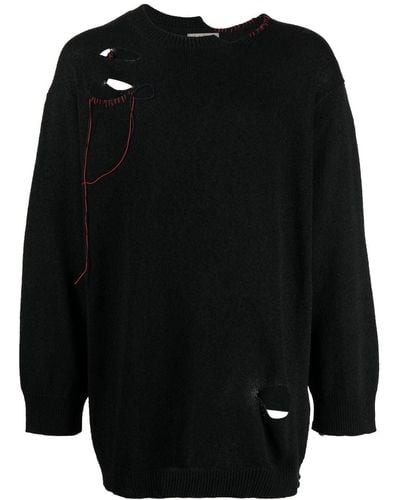 Yohji Yamamoto Hole-detail Long-sleeve Sweater - Black