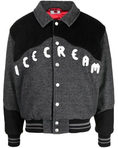 ICECREAM Logo-embroidered Varsity Jacket - Black