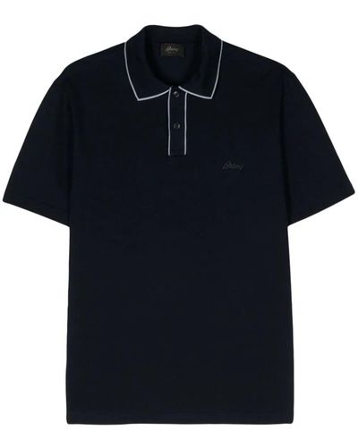Brioni Logo-Embroidered Cotton Polo Shirt - Black