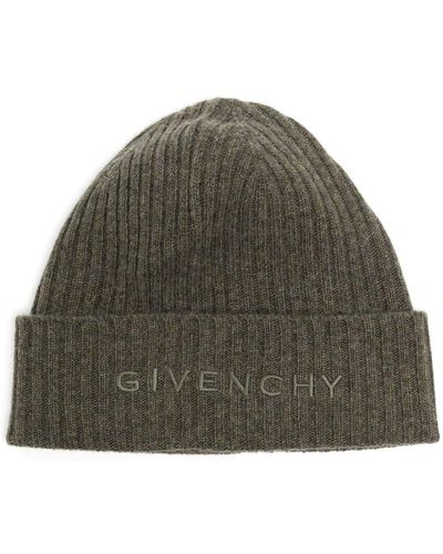 Givenchy Embroidered-logo Ribbed-knit Beanie - Green