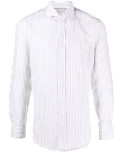 Brunello Cucinelli Long-sleeve Striped Shirt - White